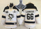 Wholesale Cheap Penguins #66 Mario Lemieux White Sawyer Hooded Sweatshirt 2017 Stanley Cup Finals Champions Stitched NHL Jersey