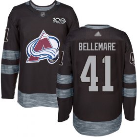 Wholesale Cheap Adidas Avalanche #41 Pierre-Edouard Bellemare Black 1917-2017 100th Anniversary Stitched NHL Jersey