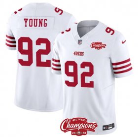Cheap Men\'s San Francisco 49ers #92 Chase Young White 2023 F.U.S.E. NFC West Champions Patch Football Stitched Jersey