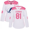 Cheap Adidas Lightning #81 Erik Cernak White/Pink Authentic Fashion Women's Stitched NHL Jersey