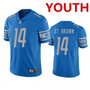 Wholesale Cheap Youth Detroit Lions #14 mon-Ra St. Brown Blue Vapor Untouchable Limited Stitched Jersey