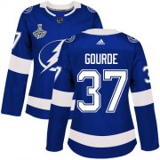 Cheap Adidas Lightning #37 Yanni Gourde Blue Home Authentic Women's 2020 Stanley Cup Champions Stitched NHL Jersey