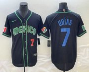 Cheap Men's Mexico Baseball #7 Julio Urias Number 2023 Black Blue World Classic Stitched Jersey1