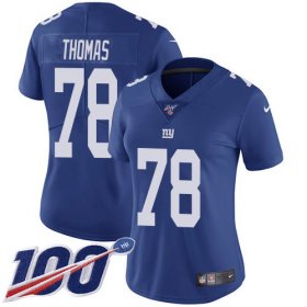 Wholesale Cheap Nike Giants #78 Andrew Thomas Royal Blue Team Color Women\'s Stitched NFL 100th Season Vapor Untouchable Limited Jersey