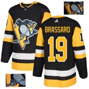 Wholesale Cheap Adidas Penguins #19 Derick Brassard Black Home Authentic Fashion Gold Stitched NHL Jersey