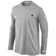 Wholesale Cheap Nike Washington Redskins Sideline Legend Authentic Logo Long Sleeve T-Shirt Grey