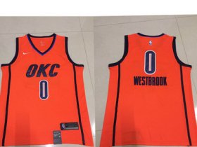 Wholesale Cheap Men\'s Oklahoma City Thunder #0 Russell Westbrook Nike Orange 2018-19 Swingman Earned Edition Jersey