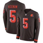 Wholesale Cheap Nike Browns #5 Case Keenum Brown Team Color Men's Stitched NFL Limited Therma Long Sleeve Jersey