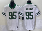 Wholesale Cheap Men's New York Jets #95 Quinnen Williams White 2023 FUSE Vapor Limited Throwback Stitched Jersey