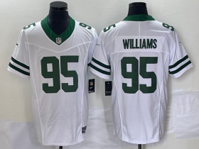 Wholesale Cheap Men\'s New York Jets #95 Quinnen Williams White 2023 FUSE Vapor Limited Throwback Stitched Jersey