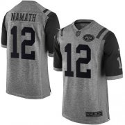 Wholesale Cheap Nike Jets #12 Joe Namath Gray Men's Stitched NFL Limited Gridiron Gray Jersey