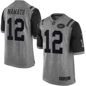 Wholesale Cheap Nike Jets #12 Joe Namath Gray Men\'s Stitched NFL Limited Gridiron Gray Jersey