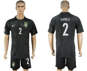 Wholesale Cheap Brazil #2 Danilo Black Soccer Country Jersey