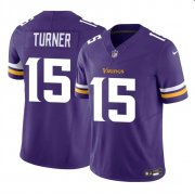 Cheap Men's Minnesota Vikings #15 Dallas Turner Purple 2024 Draft F.U.S.E. Vapor Untouchable Limited Football Stitched Jersey