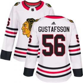 Wholesale Cheap Adidas Blackhawks #56 Erik Gustafsson White Road Authentic Women\'s Stitched NHL Jersey