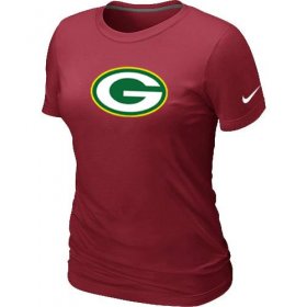 Wholesale Cheap Women\'s Nike Dark Green Bay Packers Logo NFL T-Shirt Red