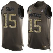 Wholesale Cheap Nike Packers #15 Bart Starr Green Men's Stitched NFL Limited Salute To Service Tank Top Jersey
