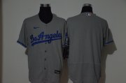 Wholesale Cheap Men's Los Angeles Dodgers Blank Gray Stitched MLB Flex Base Nike Jersey