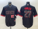 Cheap Men's Cincinnati Reds #27 Jake Fraley Number Black 2023 City Connect Cool Base Stitched Jerseys