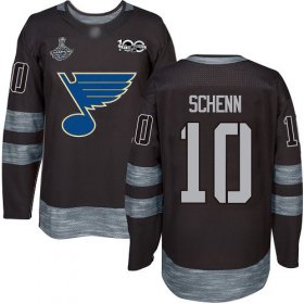 Wholesale Cheap Adidas Blues #10 Brayden Schenn Black 1917-2017 100th Anniversary Stanley Cup Champions Stitched NHL Jersey