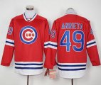 Wholesale Cheap Cubs #49 Jake Arrieta Red Long Sleeve Stitched MLB Jersey