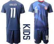 Wholesale Cheap Youth 2020-2021 Season National team United States away blue 11 Soccer Jersey