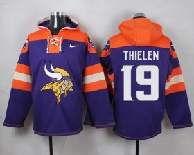 Wholesale Cheap Nike Vikings #19 Adam Thielen Purple Player Pullover NFL Hoodie
