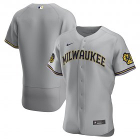 Wholesale Cheap Milwaukee Brewers Men\'s Nike Gray Road 2020 Authentic Team MLB Jersey