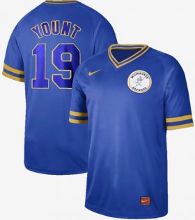 Wholesale Cheap Nike Brewers #19 Robin Yount Royal Authentic Cooperstown Collection Stitched MLB Jersey