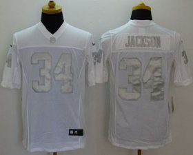 Wholesale Cheap Nike Raiders #34 Bo Jackson White Men\'s Stitched NFL Limited Platinum Jersey