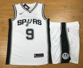 Wholesale Cheap Men\'s San Antonio Spurs #9 Tony Parker White 2017-2018 Nike Swingman Stitched NBA Jersey With Shorts