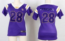 Wholesale Cheap Nike Vikings #28 Adrian Peterson Purple Women\'s Stitched NFL Elite Draft Him Shimmer Jersey
