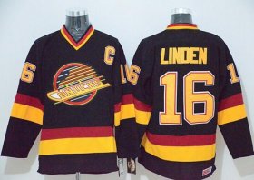 Wholesale Cheap Canucks #16 Trevor Linden Black CCM Throwback Stitched NHL Jersey