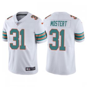 Wholesale Cheap Men\'s Miami Dolphins #31 Raheem Mostert White Color Rush Limited Stitched Football Jersey