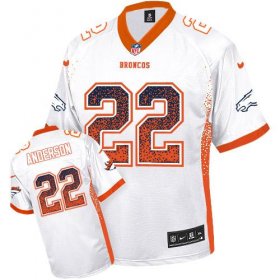 Wholesale Cheap Nike Broncos #22 C.J. Anderson White Men\'s Stitched NFL Elite Drift Fashion Jersey