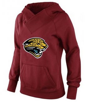 Wholesale Cheap Women\'s Jacksonville Jaguars Logo Pullover Hoodie Red-1