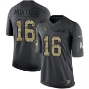Wholesale Cheap Nike 49ers #16 Joe Montana Black Men's Stitched NFL Limited 2016 Salute to Service Jersey