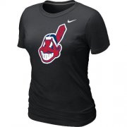 Wholesale Cheap Women's MLB Cleveland Indians Heathered Nike Blended T-Shirt Black