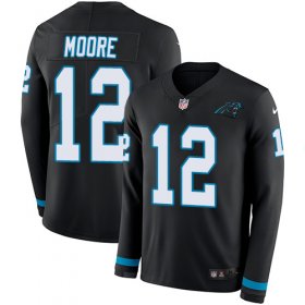 Wholesale Cheap Nike Panthers #12 DJ Moore Black Team Color Men\'s Stitched NFL Limited Therma Long Sleeve Jersey