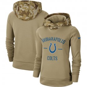 Wholesale Cheap Women\'s Indianapolis Colts Nike Khaki 2019 Salute to Service Therma Pullover Hoodie