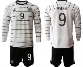 Wholesale Cheap Men 2021 European Cup Germany home white Long sleeve 9 Soccer Jersey