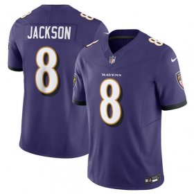 Wholesale Cheap Men\'s Baltimore Ravens #8 Lamar Jackson Purple 2023 F.U.S.E Vapor Jersey