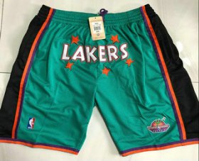Wholesale Cheap Men\'s Los Angeles Lakers Green Just Don Swingman Throwback Shorts