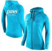 Wholesale Cheap Women's Nike Detroit Lions Full-Zip Performance Hoodie Light Blue