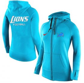 Wholesale Cheap Women\'s Nike Detroit Lions Full-Zip Performance Hoodie Light Blue