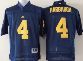 Wholesale Cheap Michigan Wolverines #4 Jim Harbaugh Navy Blue Jersey
