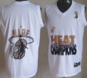 Wholesale Cheap Miami Heat #3 Dwyane Wade 2013 NBA Champions White Fashion Jersey