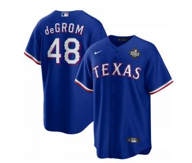 Men\'s Texas Rangers #48 Jacob DeGrom Royal 2023 World Series Cool Base Stitched Baseball Jersey