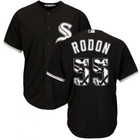 Wholesale Cheap White Sox #55 Carlos Rodon Black Team Logo Fashion Stitched MLB Jersey
