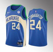 Men's Milwaukee Bucks #24 Pat Connaughton Blue 2023-24 City Edition Stitched Basketball Jersey